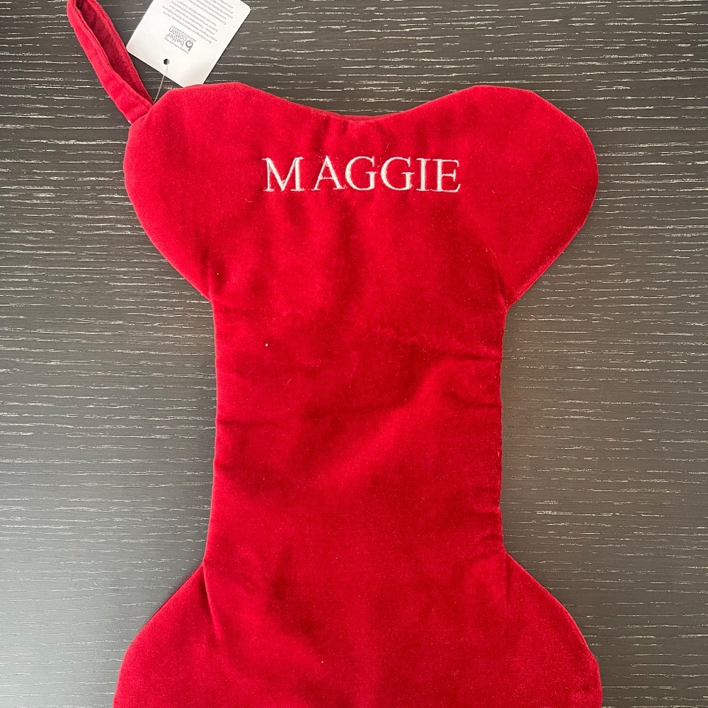 Brand New SOLD OUT ONLINE Classic Velvet Bone Pet Stocking "MAGGIE"